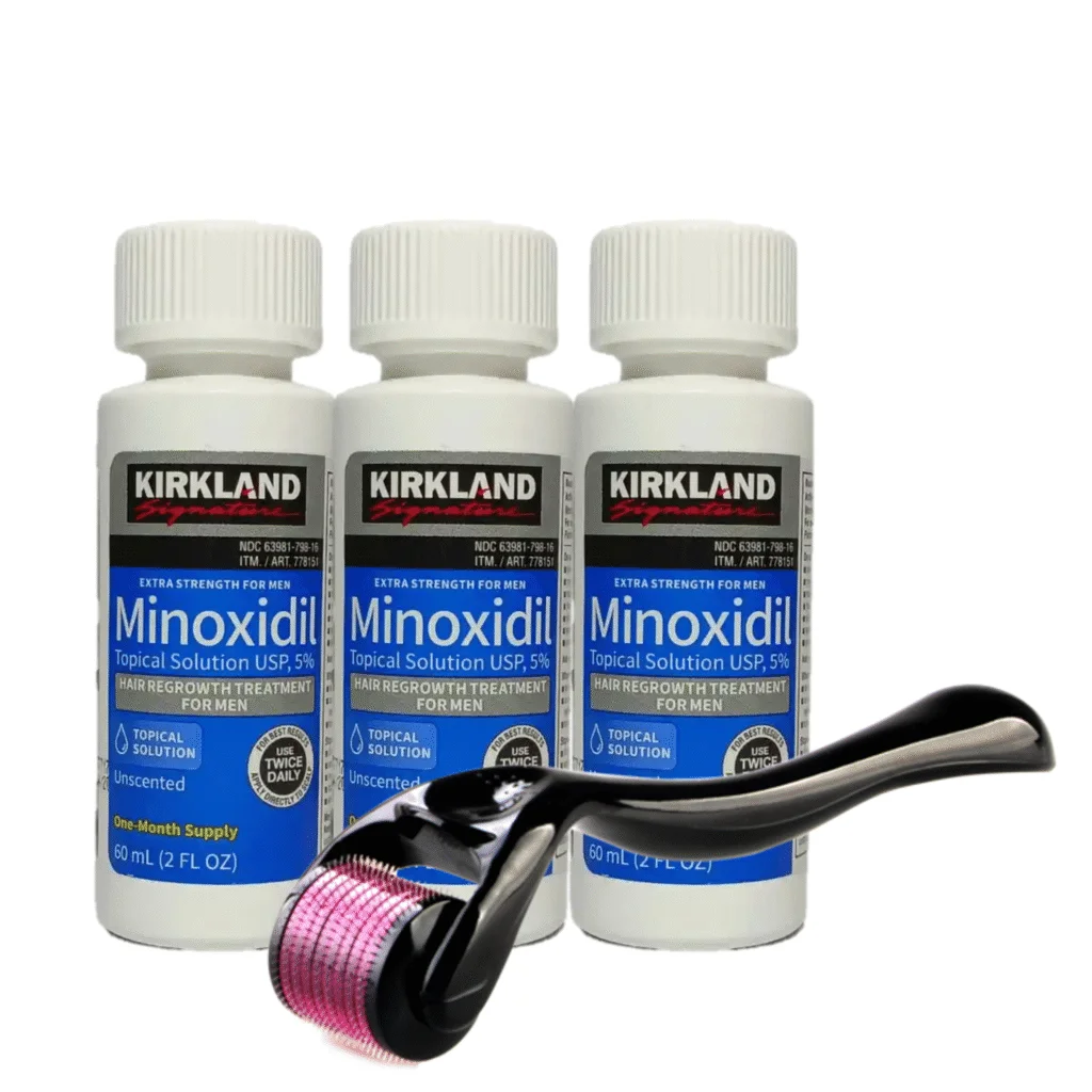 minoxidil kirkland y dermmaroller 3 meses precio