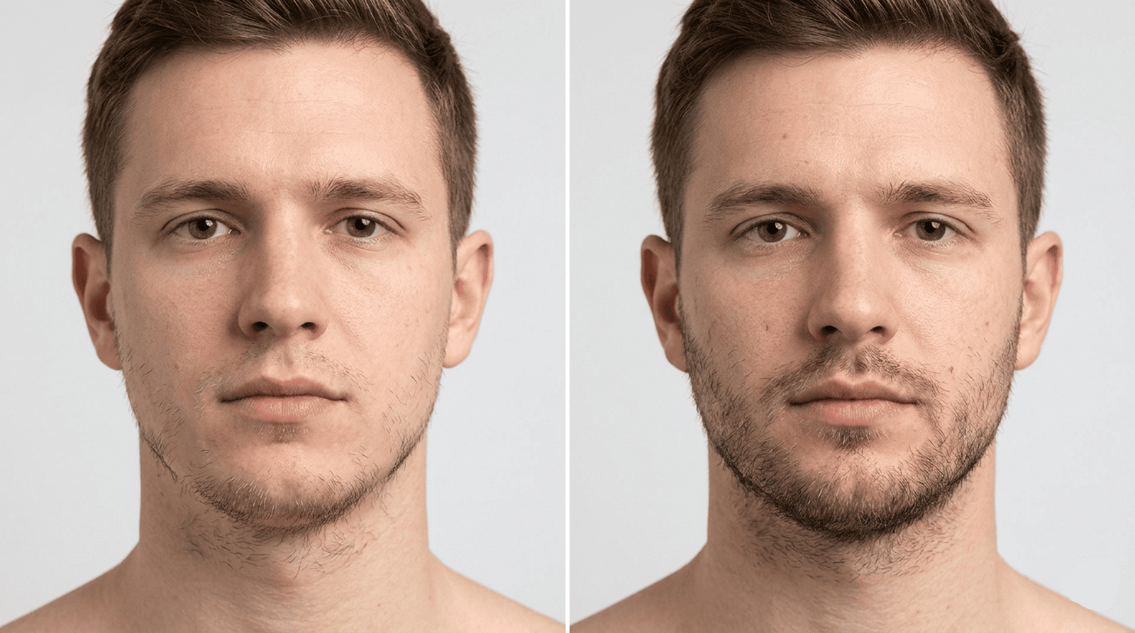 Resultados de minoxidil en barba en 1 mes antes y después