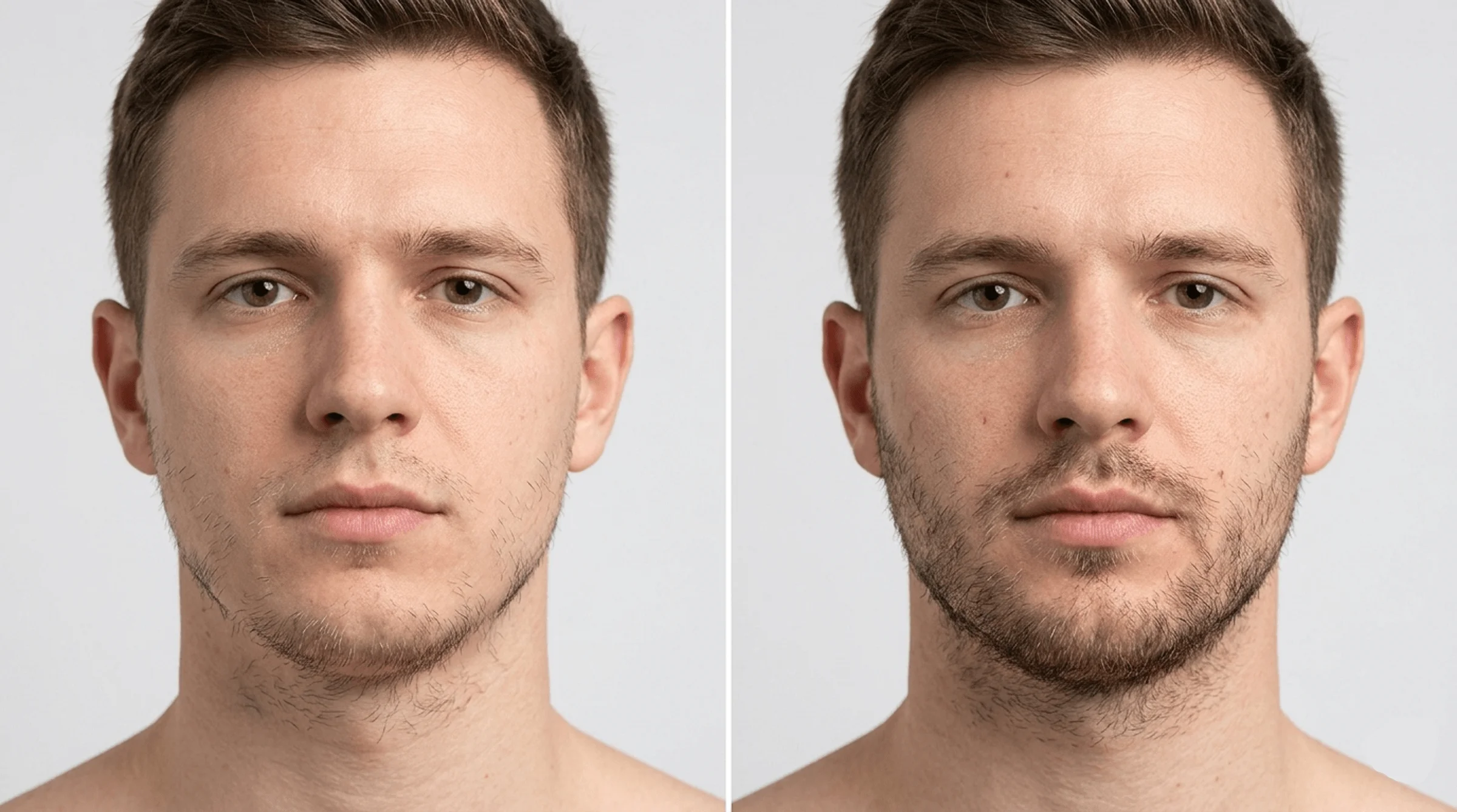 Resultados de minoxidil en barba en 1 mes antes y después