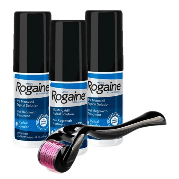 minoxidil rogaine 5 % con deermaroller cabello